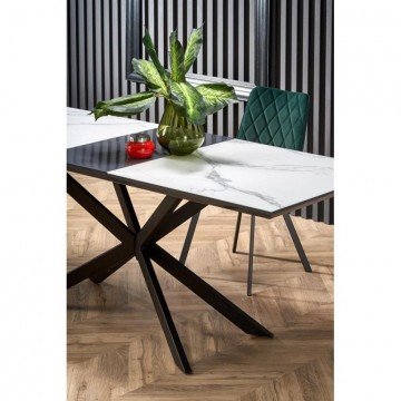 Фото4.Розкладний стіл DIESEL 160 (200) x90 Halmar білий мармур / чорний